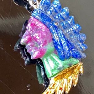 Masterpiece American Indian Carved Gems Pendant